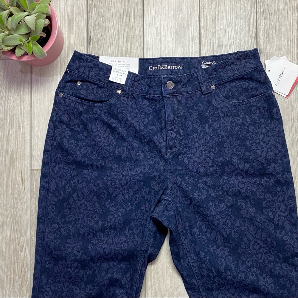 Croft & Barrow Damask Dark Wash Jeans NWT size 12